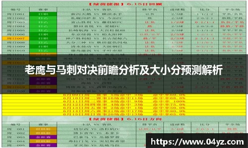 老鹰与马刺对决前瞻分析及大小分预测解析